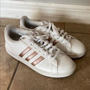 adidas Women's White and Rose Gold Sneakers